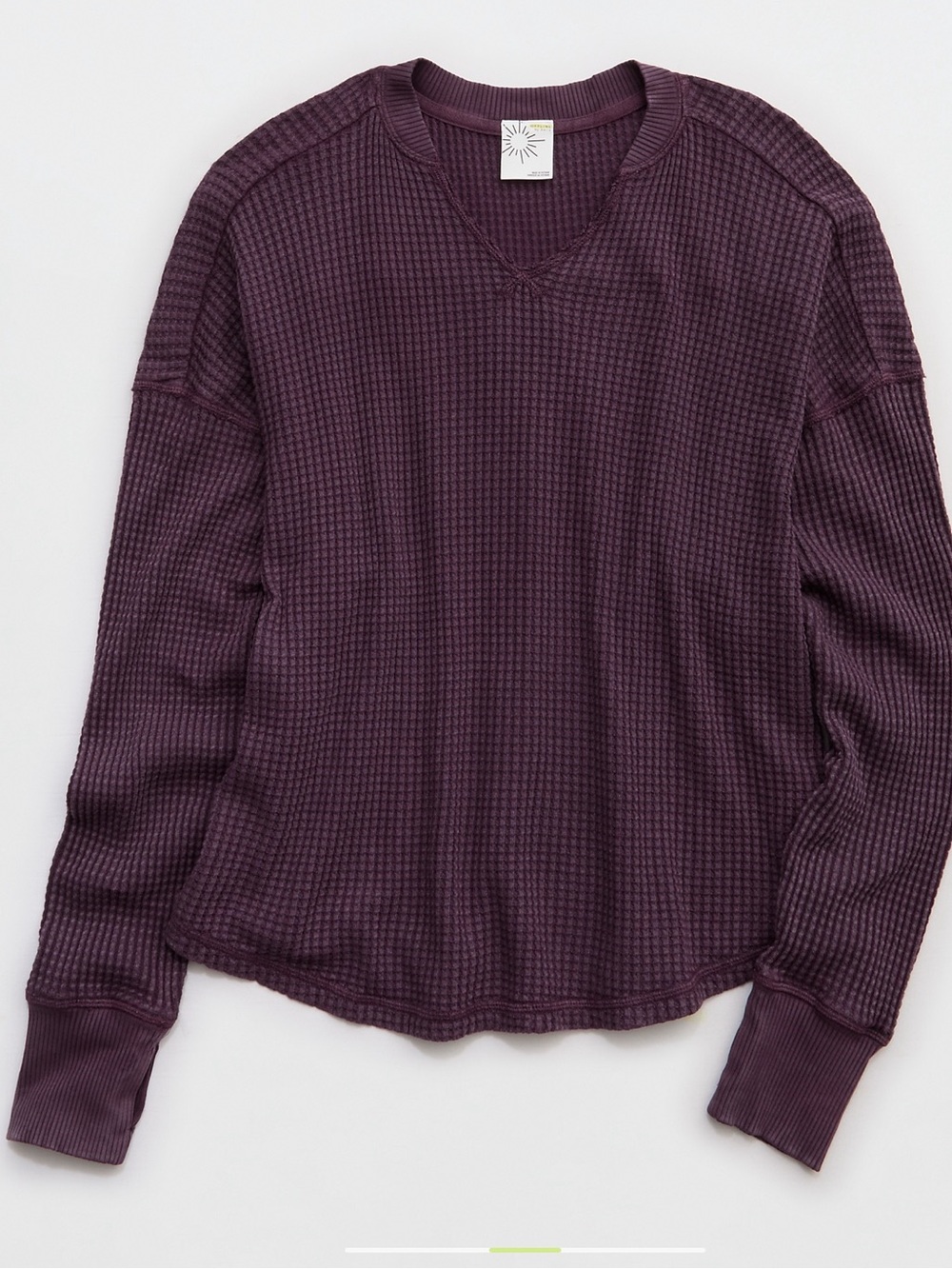 Thermal Waffle-Knit Sweater Pullover - Deep Plum